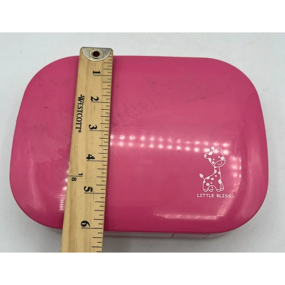 Little Bliss Kids Pink Bento Lunch Box 3 Compartment Giraffe Food Container
